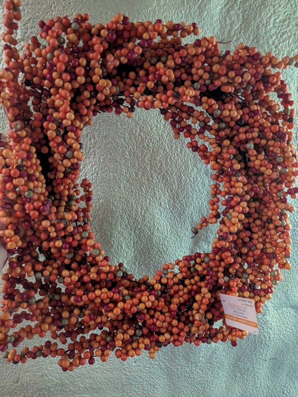 Autumn Berry Circle Wreath - Orange & Burgundy Accents